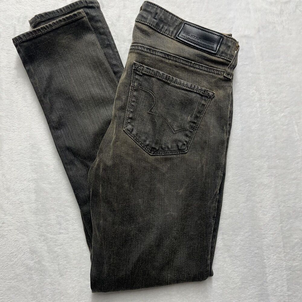 Big Star Alex Skinny Jeans Womens 26 Petite 26P Black Tan Denim Stretch Western
